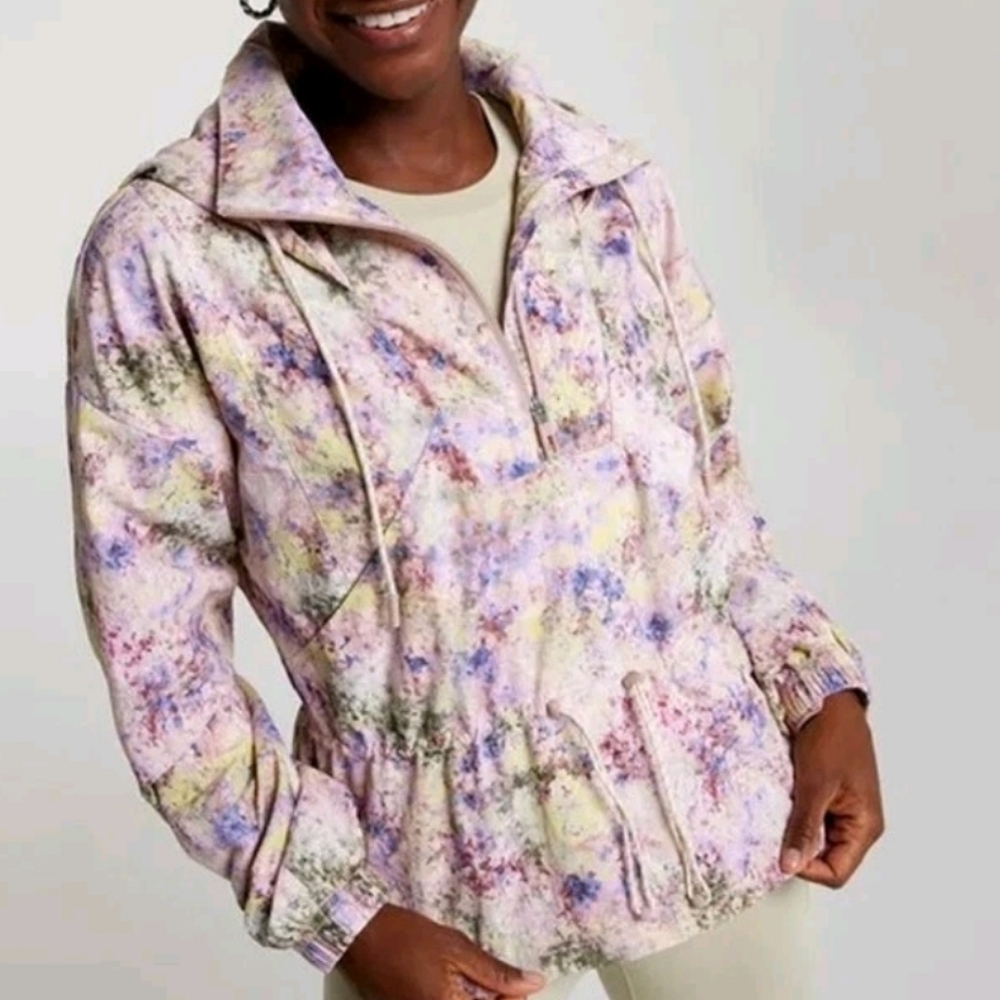 NWT Calia Jacket Eden Print Windbreaker Hoodie Pullover Medium Lightweight
